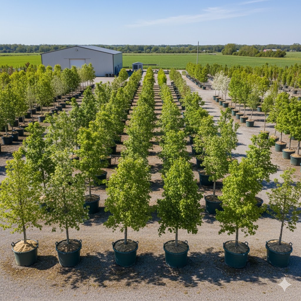 Shade and ornamental tree group display